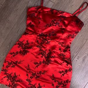 Red satin tigermist dress